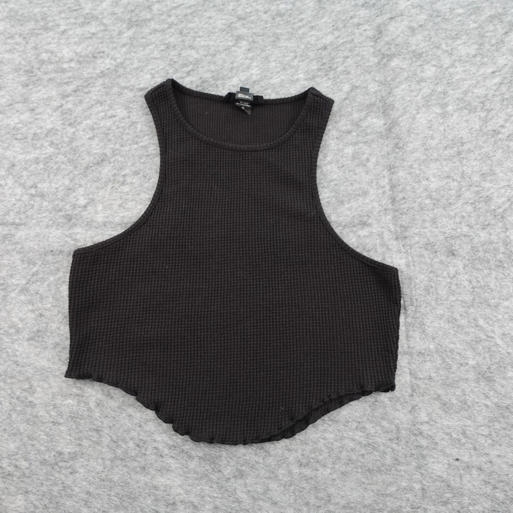 Hours Top‎ Womens Extra Small Black Tank Cropped Knit Crew Neck